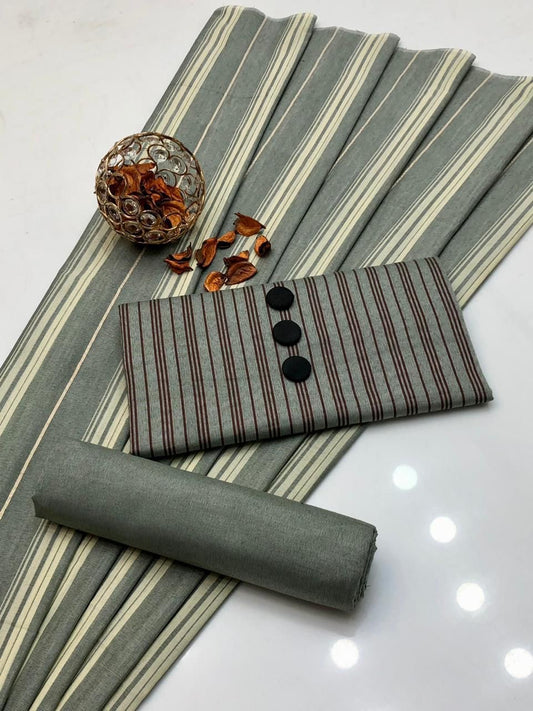 Lawn 3pc Multani Khaddi | Grey