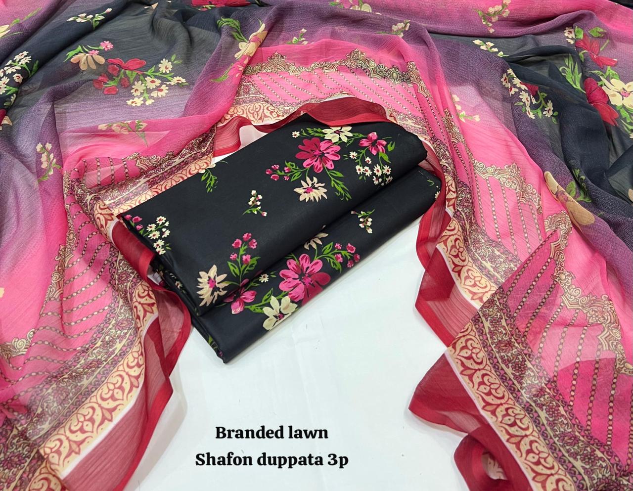 Lawn 3PC โ Chiffon Dupatta โ D-120