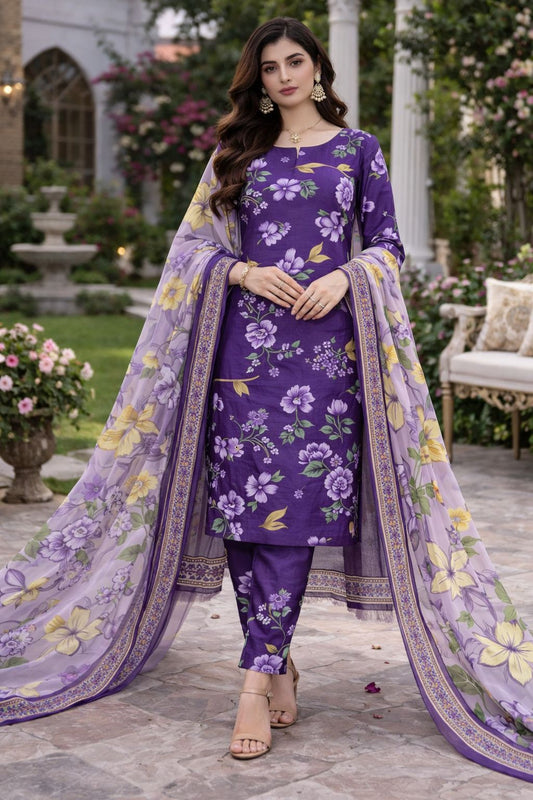 Lawn 3PC – Chiffon Dupatta – D-121