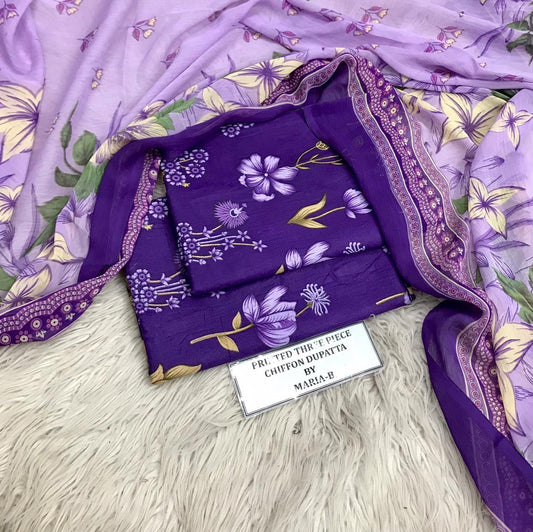 Lawn 3PC – Chiffon Dupatta – D-121