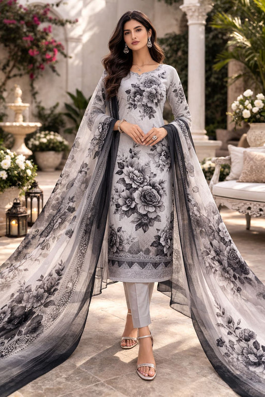Lawn 3PC – Chiffon Dupatta – D-113